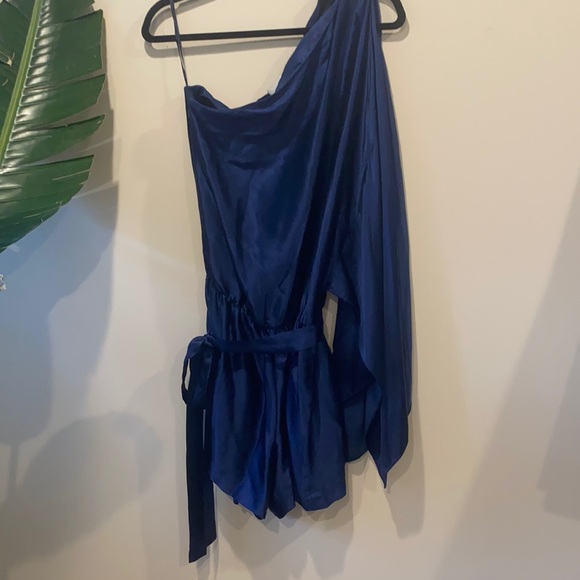 Robert Rodriguez Navy Silk One Shoulder Romper - Picture 2 of 8